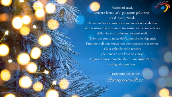 GLI AUGURI DI NATALE E FELICE ANNO NUOVO DEL DIRIGENTE SCOLASTICO DELL&#039;ITS A. BIANCHINI DOTT.SSA GIUSEPPINA IZZO